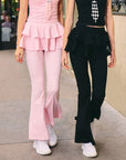 Ruffle Skirted Flared Tennis Pants - Pink