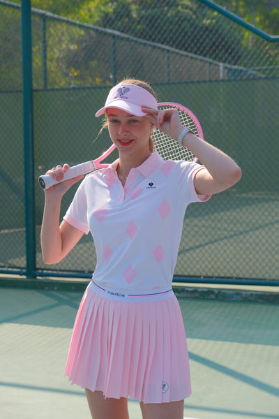 SWAY  Pink and White Checkered Pattern polo shirt