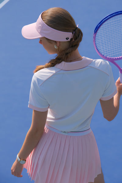 SWAY  Pink and White Checkered Pattern polo shirt