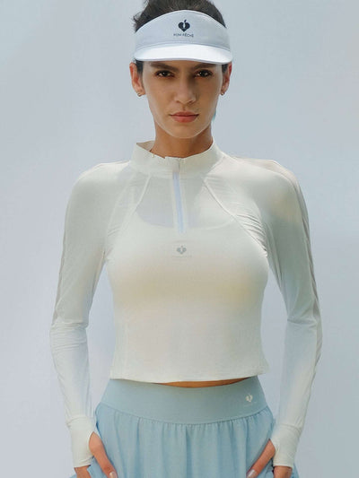 Samantha Cool Touch Mesh Sleeve Top - Paris White