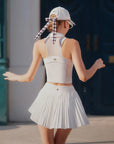 Short Pleated Tennis Skirt White - Asymmetrical Charm