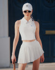 Short Pleated Tennis Skirt White - Asymmetrical Charm