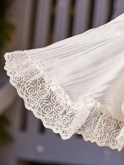 3D rose print lace detail skirt