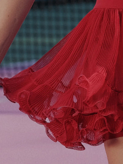 Spin™ Rose Ruffle Skirt - Wine Red