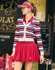 Striped Knit Cardigan Red & Navy