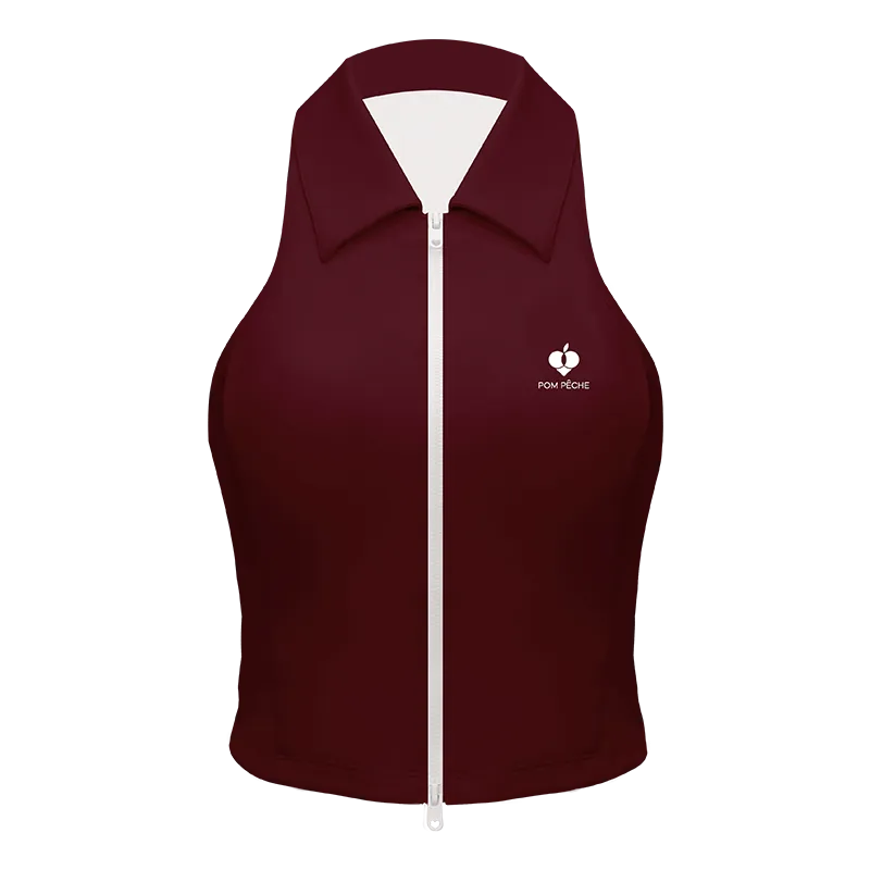 Tennis Zip Tank Top - Wine Red
