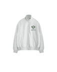 Gray sweatshirt with a logo on a white background