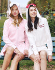 Waffle Zip-Up Hoodie - Pink