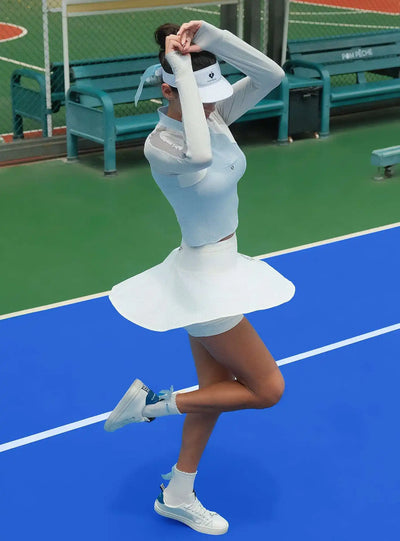 Ball-Stack Tennis Skirt - White