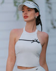 White Bow Halter Tennis Top