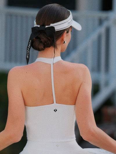White Bow Halter Tennis Top