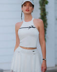 White Bow Halter Tennis Top