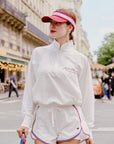 White Poise UPF protection sun jacket, women’s lightweight tennis outerwear front view