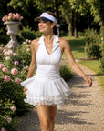 Spin™ LaRose white pleated tiered skirt, model outfit photos.