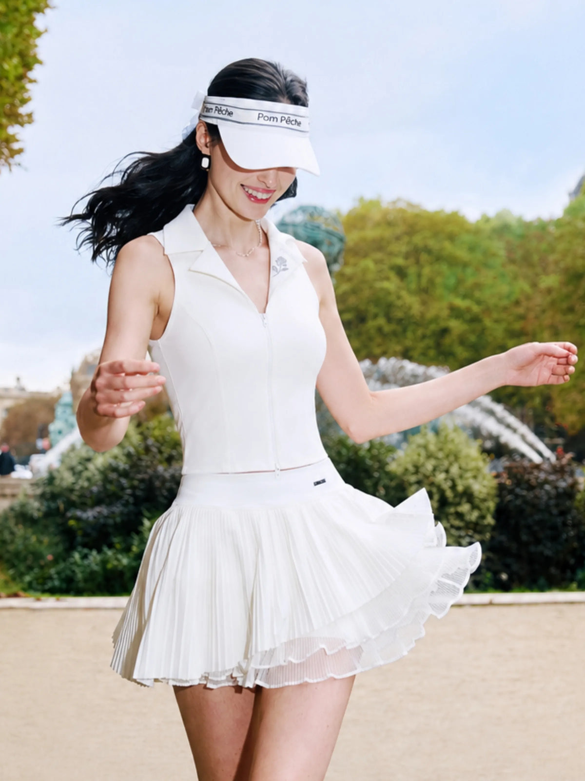 Spin™ Waltz Layered Pleated Tennis Skirt - White