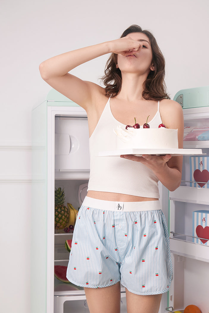 Cherry Print Beach Shorts