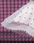 Heart Dot Print Tennis Skirt with Lace Hem Detail – Breathable Women's Athletic Skirt, White & Red