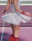 Women's Tennis Skirt with Pearl Satin Finish & French Lace Hem – Betty Boop™ Heart Print Sports Skirt
