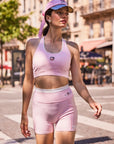 Betty Boop High Waisted Running Shorts Pink 4.5 inch, women's running shorts with sculpting high waist fit, cooling stretch fabric, and sporty retro style