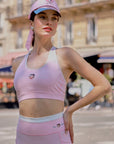 Betty Boop Mesh Back Tank Top Pink front detail, showcasing retro Betty Boop logo, flattering fit, LYCRA stretch fabric, and women's tennis tank top design