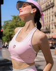 Betty Boop Mesh Back Tank Top Pink side view, showcasing flattering fit, built-in padded bra support, comfortable underarm design, and smooth sporty silhouette