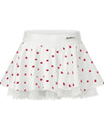 Flat lay view of Betty Boop Spin™ Heart Dot Lace Skirt in white and red with satin lace details