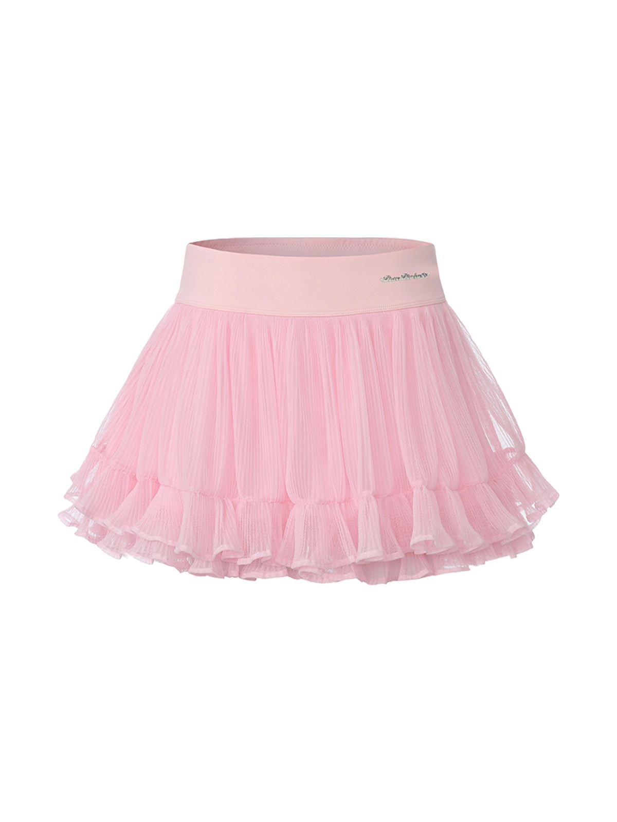Betty Boop × Pom Pêche Spin™ Rose Ruffle Sports Skirt Macarons Pink – High-Waisted Layered Tulle Women's Tennis Skirt