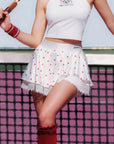 Betty Boop™ Heart Dot Tennis Skirt White Red – Women's Pleated Sports Skirt for Court & Pickleball