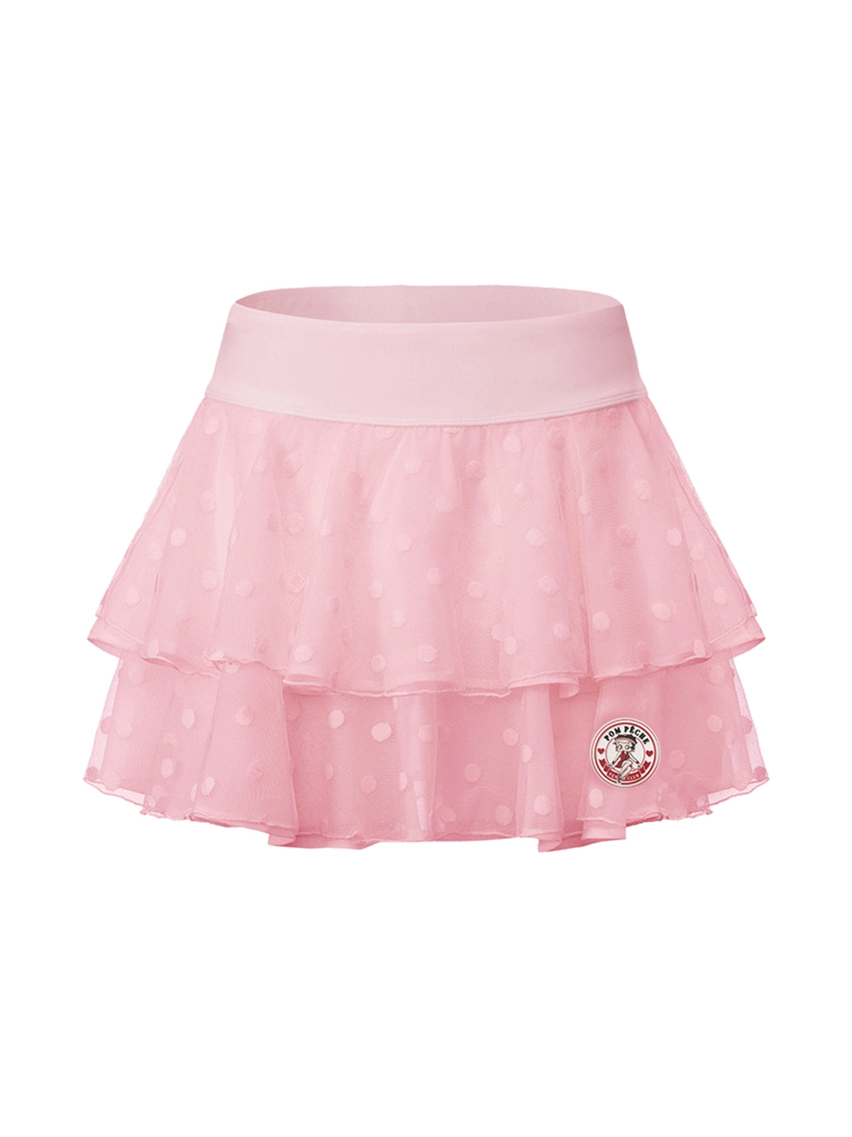 Betty Boop Spin™ Tiered Polka Dot Tennis Skirt Pink – High-Waist Women's Sports Skirt, Pom Pêche