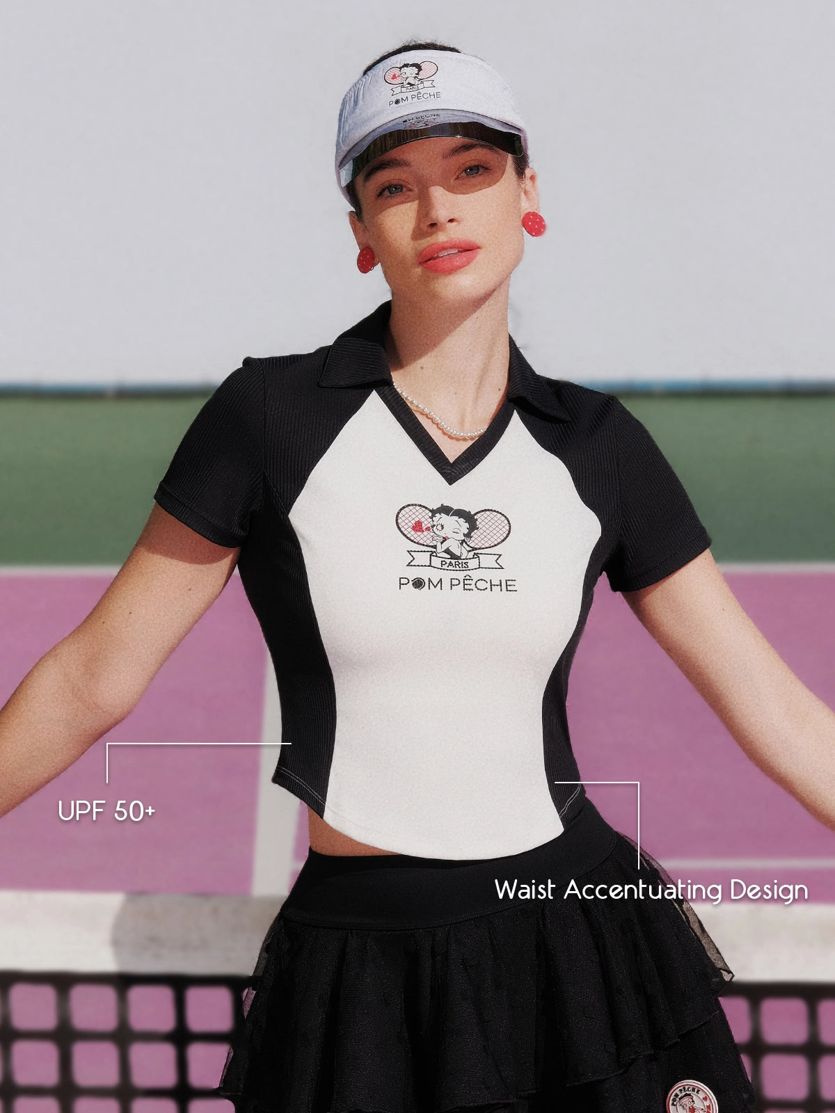 Betty Boop™ Tennis Top with UPF 50+ & Waist-Accentuating Design – Women's Athletic Top for Court Play