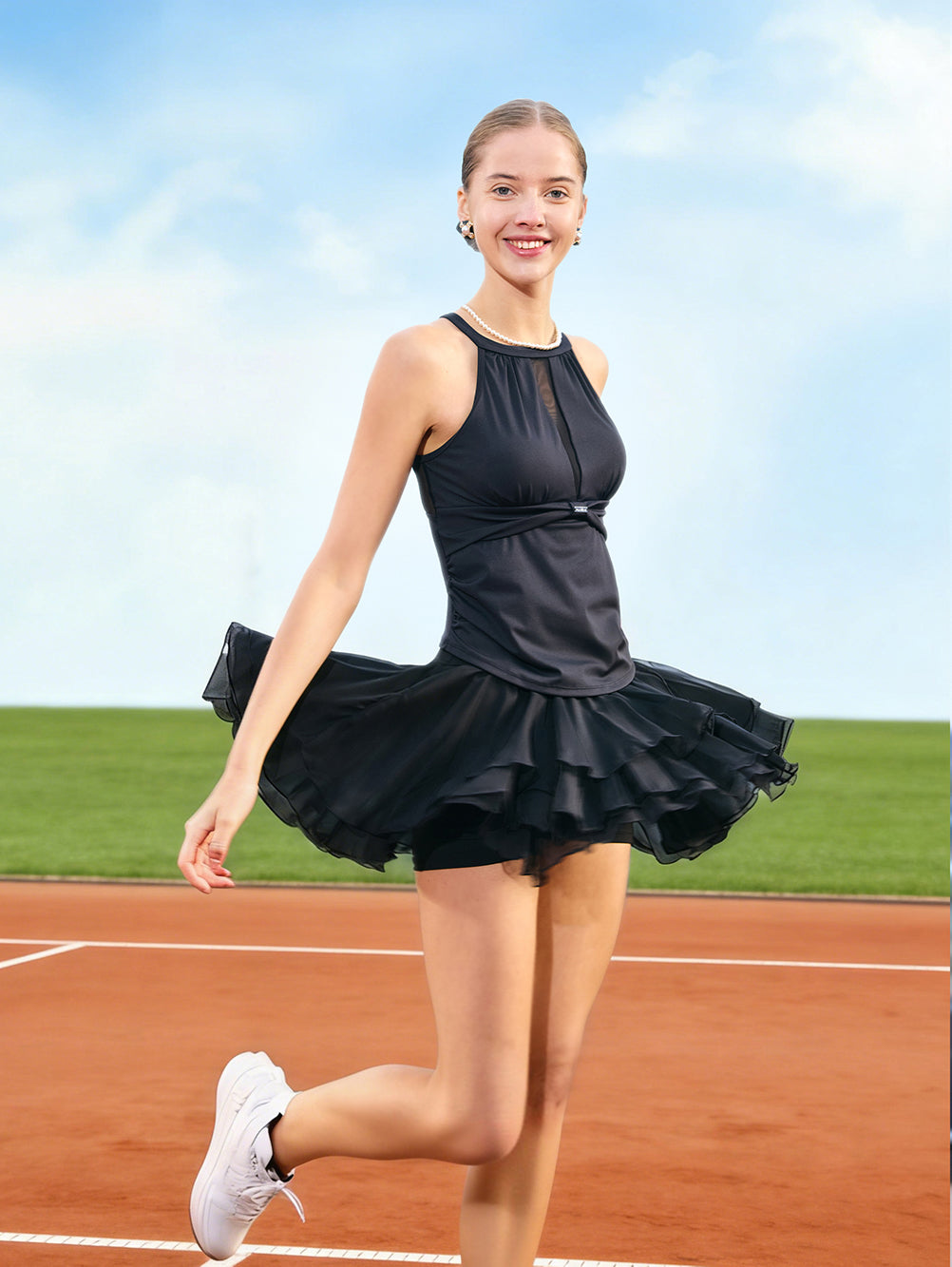 Spin™ Petal Tiered Skirt - Black