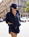 Classic Club Ball Cap in Navy Blue – Pom Pêche Paris Sports Club Embroidered Tennis Cap for Court & Street Style