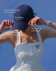 Tennis Ball Cap with Structured Silhouette, Soft Lightweight Crown & Classic Curved Brim – Pom Pêche Classic Club Cap Navy Blue