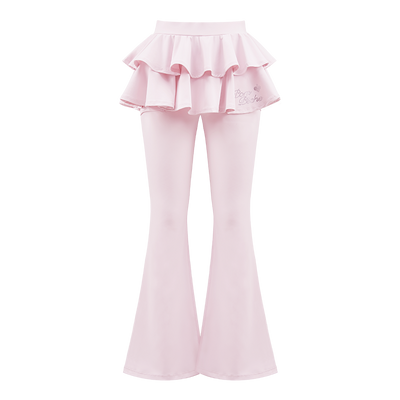 Ruffle Skirted Flared Tennis Pants - Pink