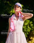 Illustrated Energy Sports Towel in tennis and workout scenes, showcasing lightweight quick dry fabric, soft absorbency, and portable sports towel design