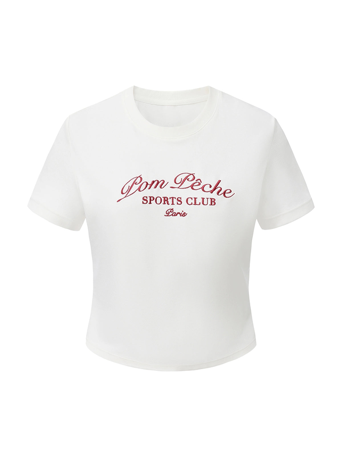 Ivy League Chic Tennis Tee White – Women's Embroidered Cropped Sports Top, Pom Pêche Sports Club Paris
