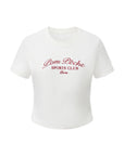 Ivy League Chic Tennis Tee White – Women's Embroidered Cropped Sports Top, Pom Pêche Sports Club Paris
