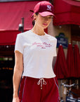 Ivy League Chic Tennis Top White – Women's Activewear Tee for Everyday Wear & Street Style, Paris Inspired
