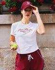 Women's White Tennis Top on Court – Ivy League Chic Slim Fit Tee for Tennis & Activewear