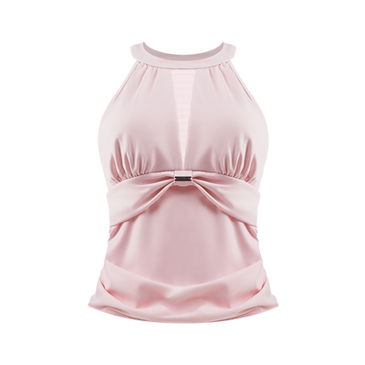 Mesh halter tank from petal tiered tennis set on white background, women’s tennis top display