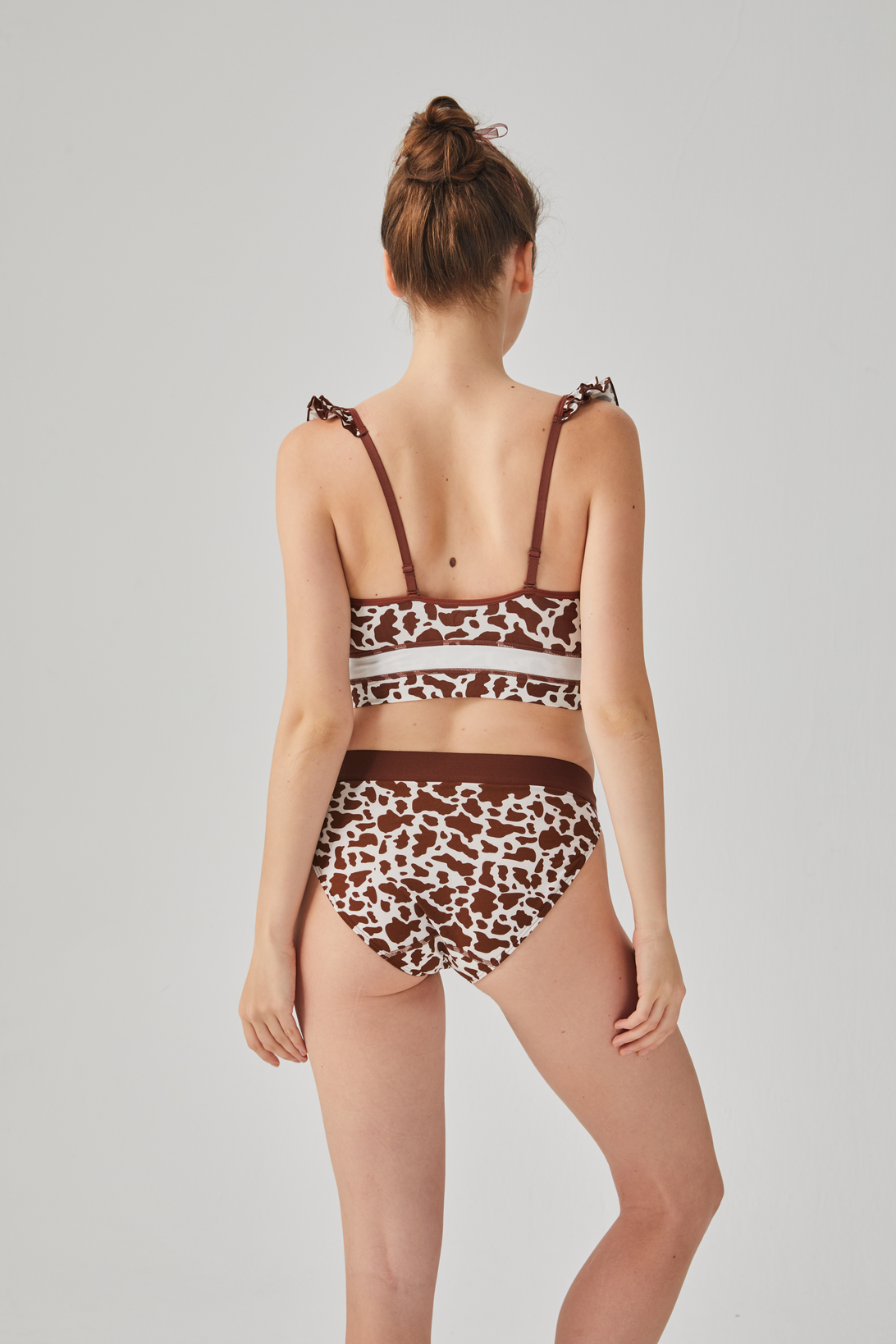 Momo Brown Cow-Pattern Women Split Brief