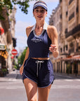Poise™ Open-Back Polo Tennis Top Navy – Women's Cropped Halter Activewear Top for Running, Tennis & Street Style