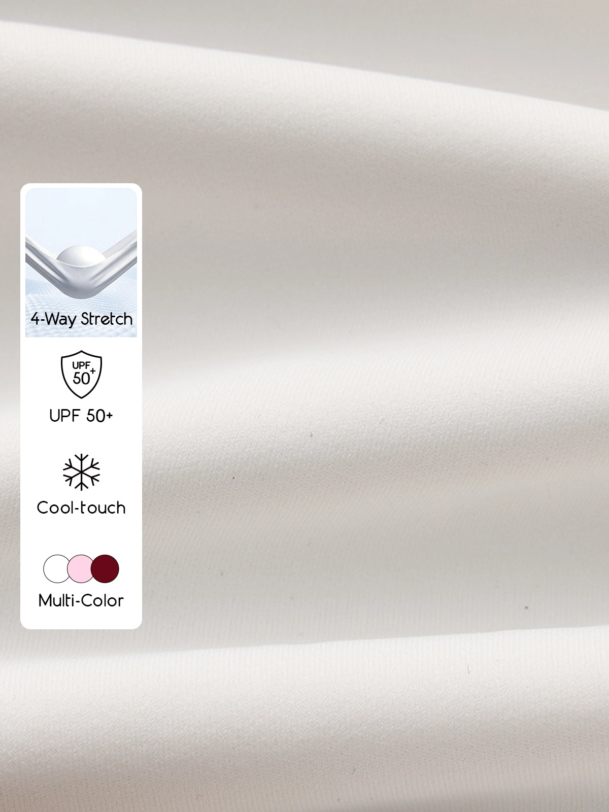 Poise Rose Halter Polo Tank White fabric detail, featuring premium LYCRA® nylon-spandex stretch fabric, cool-touch feel, moisture-wicking and UPF 50+ protection