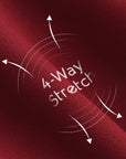 Fabric close-up of Pom Pêche Paris red Poise™ Rose Halter Polo Tank showing 4-Way Stretch LYCRA® nylon-spandex blend – premium cool-touch moisture-wicking UPF 50+ performance fabric