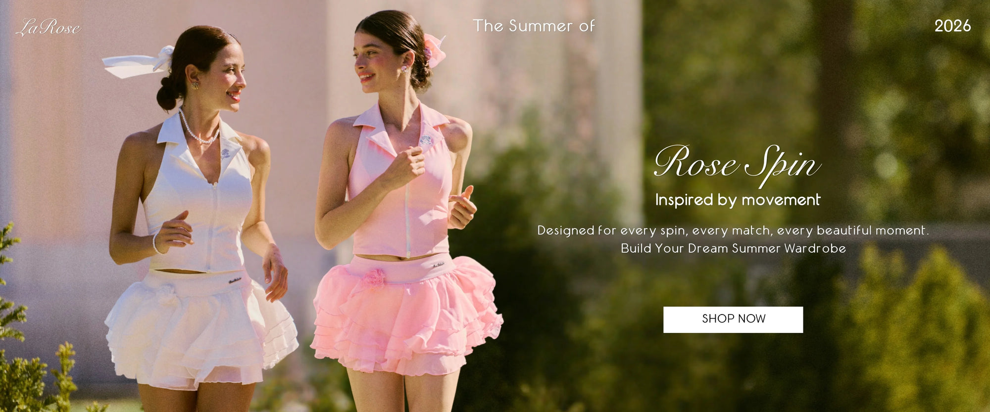 Rose Spin by Pom Pêche showcasing elegant French-inspired tennis apparel designed for movement and femininity.