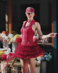 Ruffle Cake Skirt - Wine Red