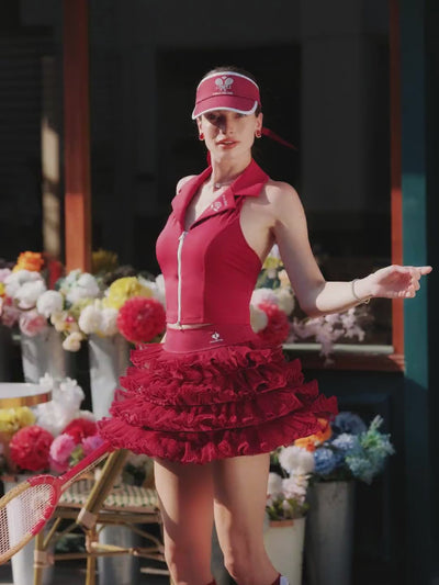 Ruffle Cake Skirt - Wine Red