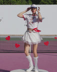 Betty Boop Bow Pleated Tennis Skirt - white