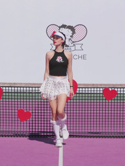Betty Boop Bow Halter Tennis Top - Paris White