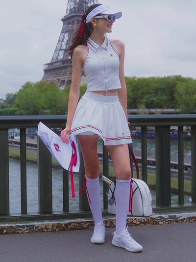 High Rise Tennis Skirt with pockets White - Limited Edition